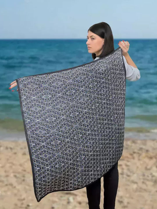Kalfas Luxury Silk Γυναικείο Μεταξωτό Φουλάρι Μαύρο