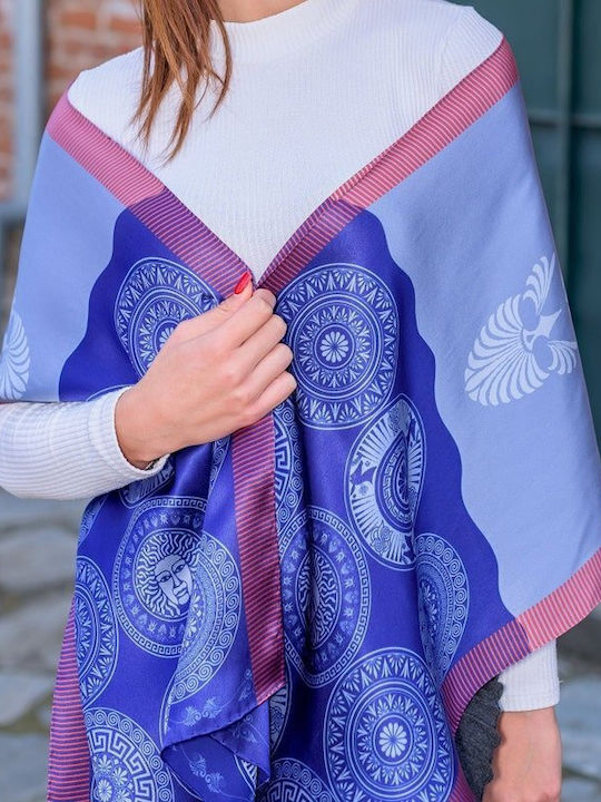 Kalfas Luxury Silk Women's Silk Scarf Blue