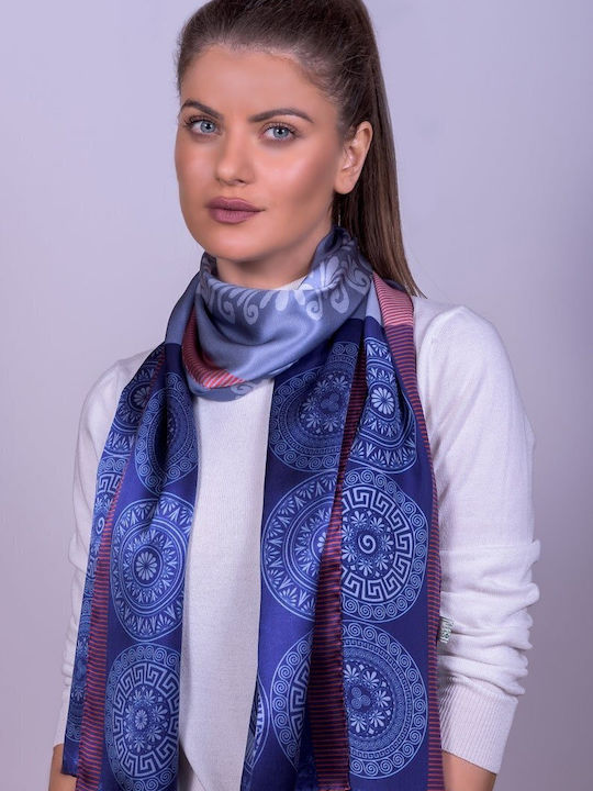 Kalfas Luxury Silk Women's Silk Scarf Blue