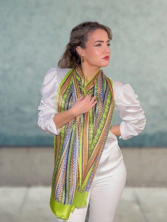 Kalfas Luxury Silk Γυναικείο Μεταξωτό Φουλάρι Πολύχρωμο