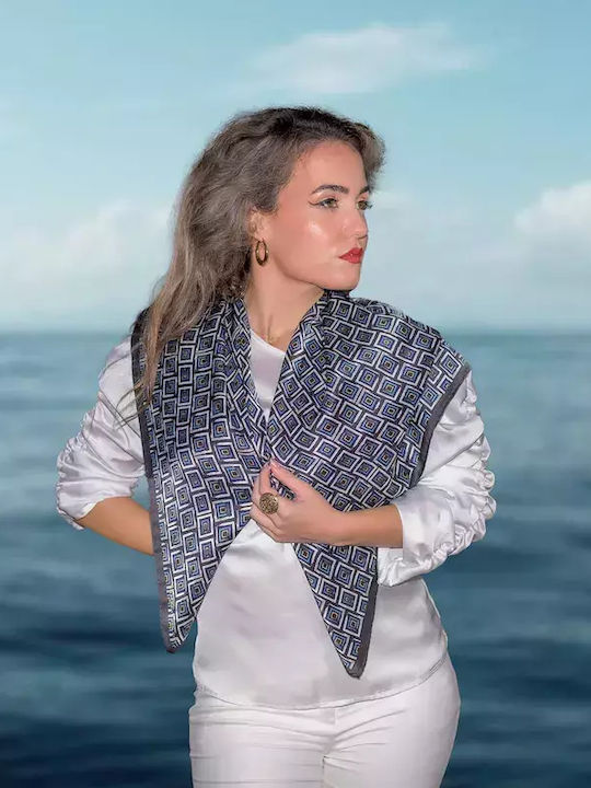 Kalfas Luxury Silk Γυναικείο Μεταξωτό Φουλάρι Μαύρο