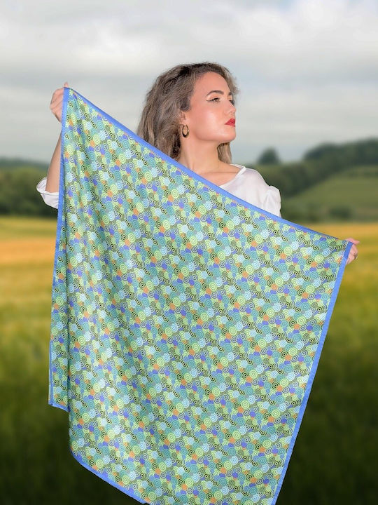 Kalfas Luxury Silk Women's Silk Scarf Blue