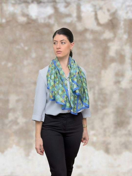 Kalfas Luxury Silk Women's Silk Scarf Blue