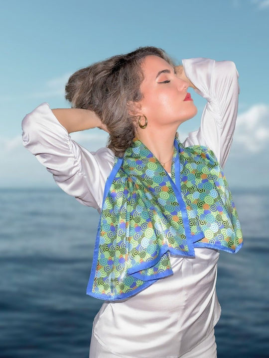 Kalfas Luxury Silk Women's Silk Scarf Blue