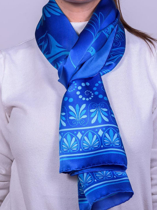 Kalfas Luxury Silk Γυναικείο Μεταξωτό Φουλάρι Μπλε