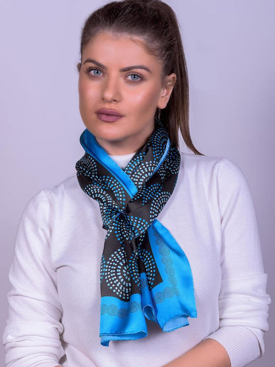 Kalfas Luxury Silk Women's Silk Scarf Blue
