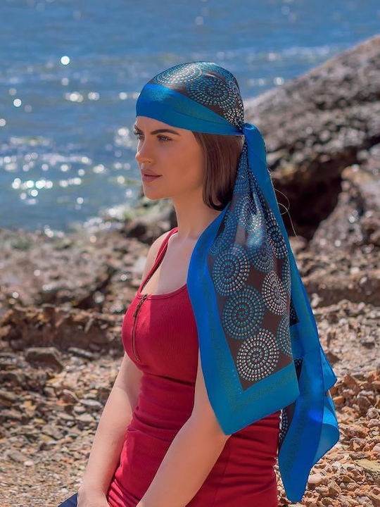 Kalfas Luxury Silk Women's Silk Scarf Blue