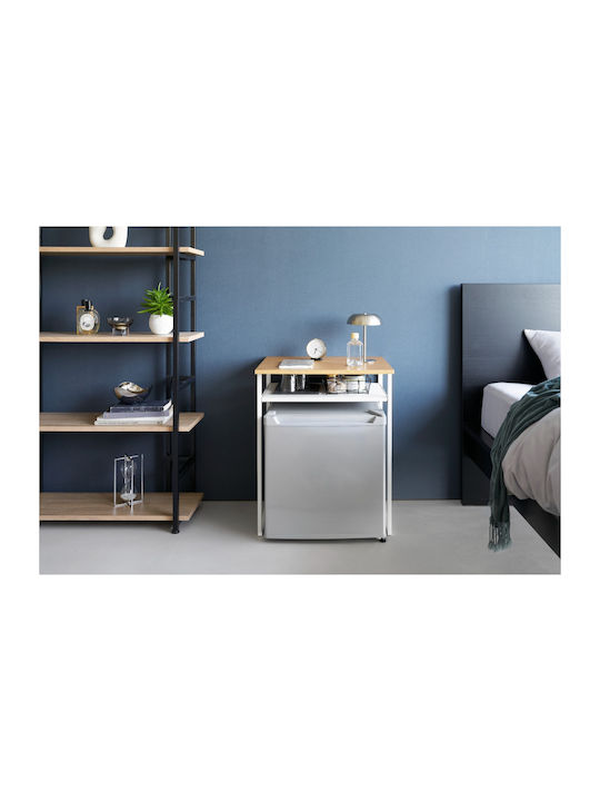 Rectangular Side Table Metal White/natural L53xW45.2xH66cm.