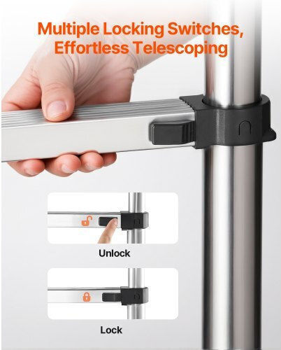 Vevor Telescopic Ladder Steel 9 of Steps with Maximum Height 2.54m