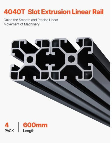 Vevor Set of 4 Pieces 23.6" 600mm Anodized Aluminum Rail T Slot 4040 4040oblxcdg4ju9mr001v0