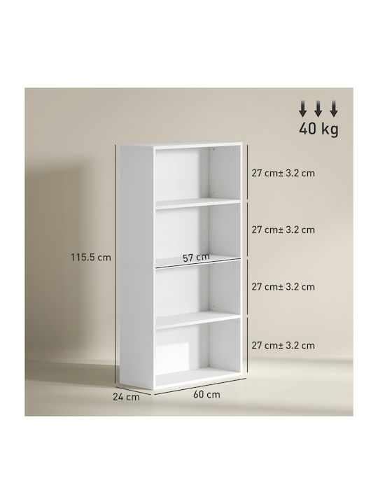 Βιβλιοθήκη Λευκή 60x24x115.5εκ.