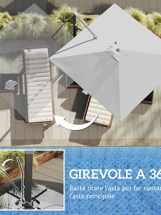 Square Aluminum Garden & Terrace Parasol Grey 3.65x2.97xHeight 2.56m