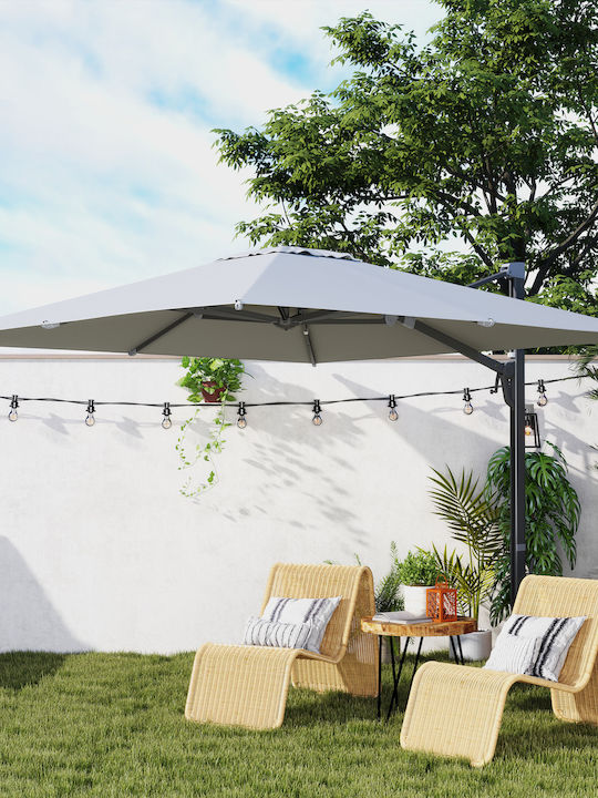 Square Aluminum Garden & Terrace Parasol Grey 3.65x2.97xHeight 2.56m