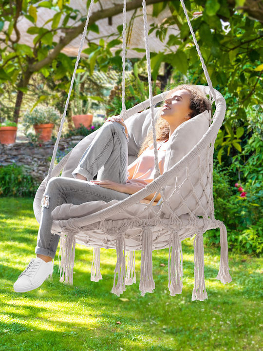 Leagăn Fotoliu cu Bază material textil L80xW60xH140cm Ecru