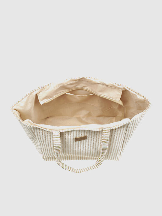 Verde Verde Stoff Strandtasche Beige
