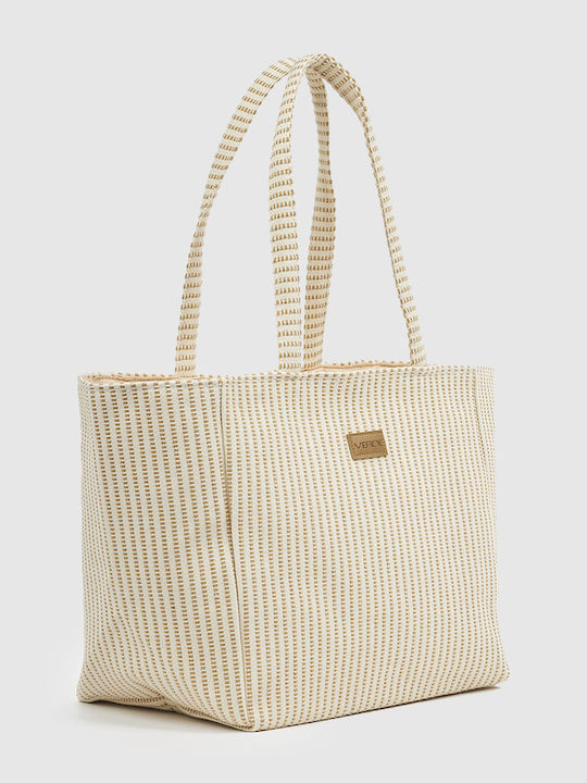 Verde Verde Stoff Strandtasche Beige
