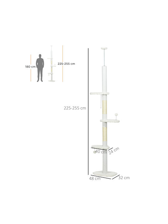 Pawhut Scratching Post Cat Trees White Ceiling 48x32x225cm