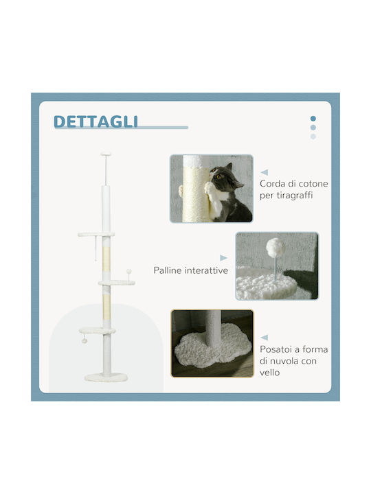 Pawhut Scratching Post Cat Trees White Ceiling 48x32x225cm