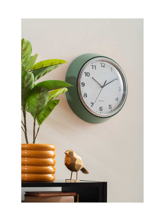 Karlsson Wall Clock Modern Retro Green – Metal Clock Ø34cm Retro Design