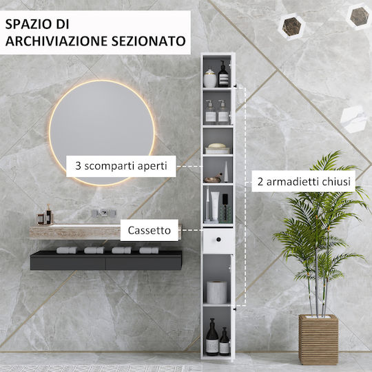 HomCom 834-781V00WT Στήλη Μπάνιου Δαπέδου 20x20x178cm Λευκή