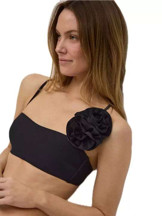 Set Bikini Sport-BH Blumen Schwarz