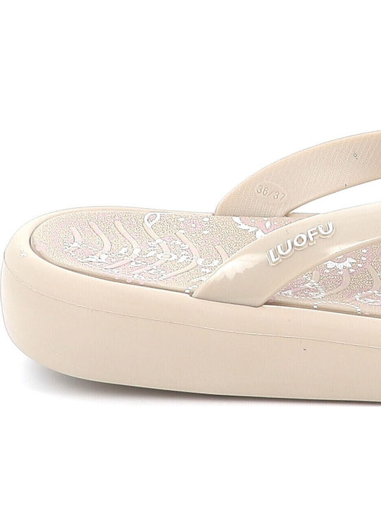 Frauen Flip Flops in Beige Farbe