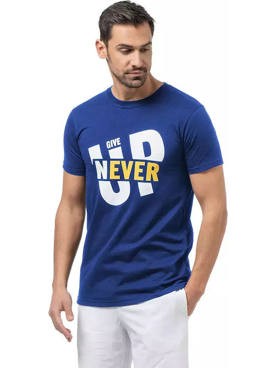 Never Give Up T-shirt Blue