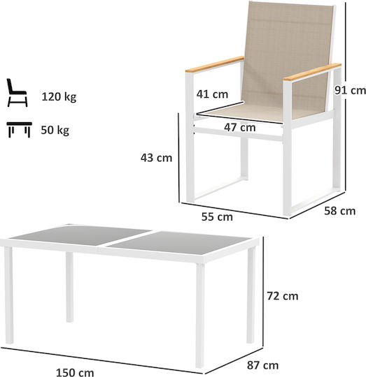 Set Sala De Mese Pentru Exterior 5 Piese Multicolore