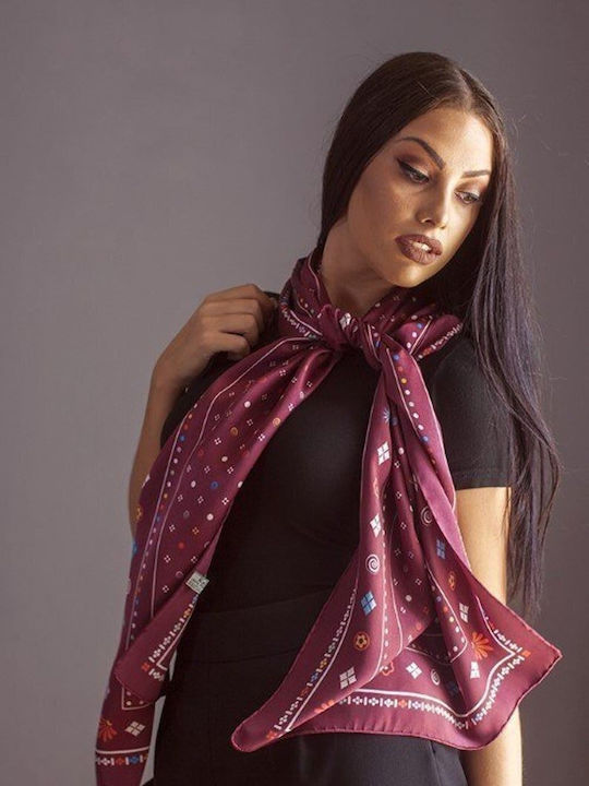 Kalfas Luxury Silk Γυναικείο Μεταξωτό Φουλάρι Κόκκινο