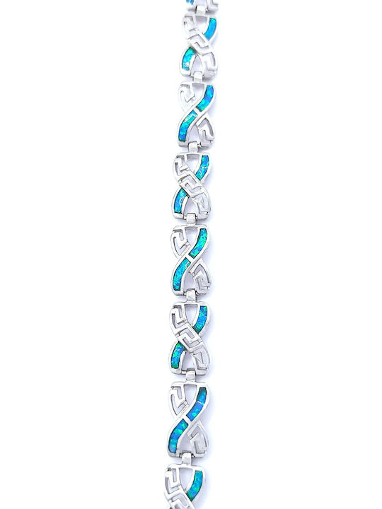 PS Silver Women's Chain Bracelet with Meander Design in Silver 18.2cm