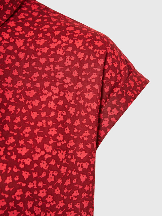 Μακρυμάνικο Γυναικείο Πουκάμισο Spice Brown Red Floral