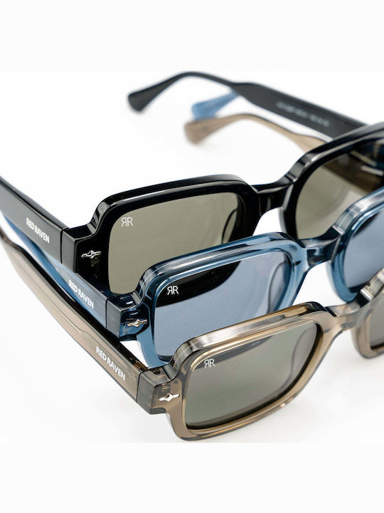 Red Raven Beverly Unisex Sonnenbrille mit Schwarz Kunststoff Gestell und Schwarz Polarisiert Linse