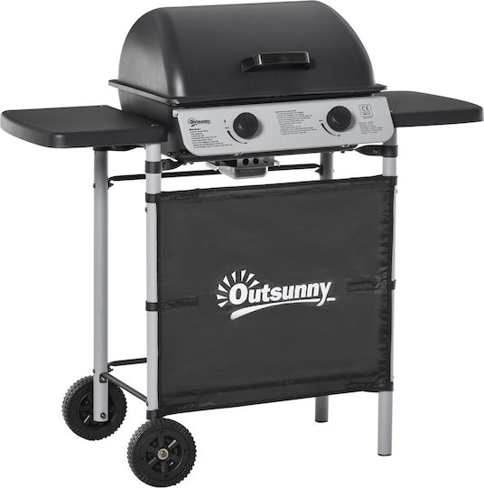 Outsunny Ψησταριά Υγραερίου Σχάρας 50x36εκ. με 2 Εστίες 5.6kW