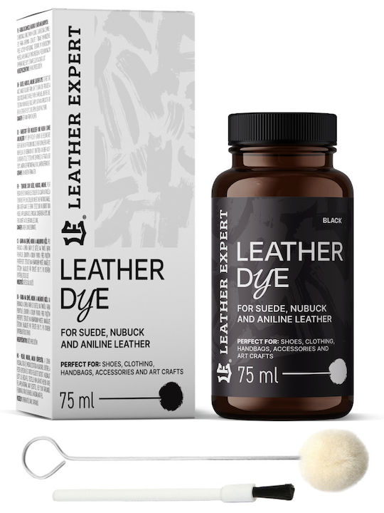 Vopsea pentru piele întoarsă, nubuc și anilină neagră 75ml Leather Expert Vopsea pentru piele Le-21-d75bl