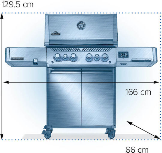 Napoleon Prestige 500 VX Phantom Газово Барбекю Решетка 71брx46брсм. с 4 бр 23.50кВт и Инфрачервен Нагревател