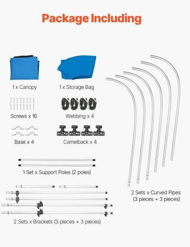 Vevor 3-лъчева лодъчна бимини 72" Д x 85"-90" Ш x 46" В сенник Тихоокеанско синьо