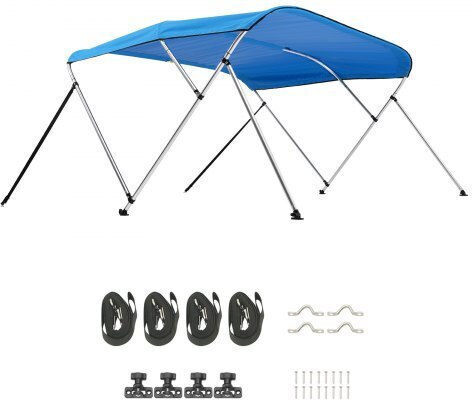 Vevor 3-лъчева лодъчна бимини 72" Д x 85"-90" Ш x 46" В сенник Тихоокеанско синьо