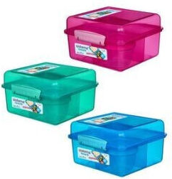 Sistema Plastic Blue Lunch Box With Compartments 2lt