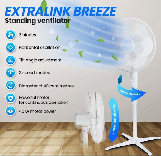 Extralink Breeze Esf-40d-wh White Rack Fan 3 Lopatches 3 Speeds