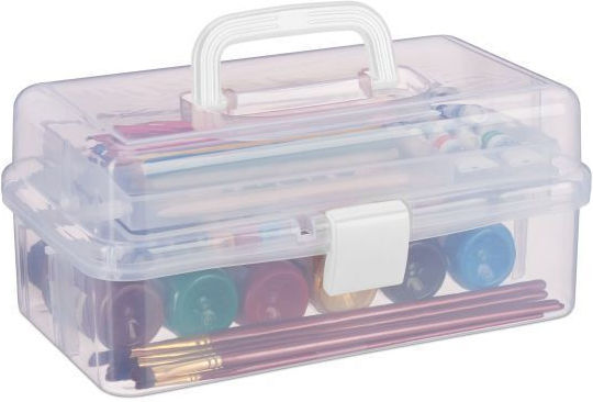Relaxdays Plastic Cutie de Depozitare cu Capac Transparent 14.5x33x19cm 1buc