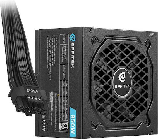 Effitek EB-850 ATX 3.1 850W Black Computer Power Supply Full Wired 80 Plus Silver