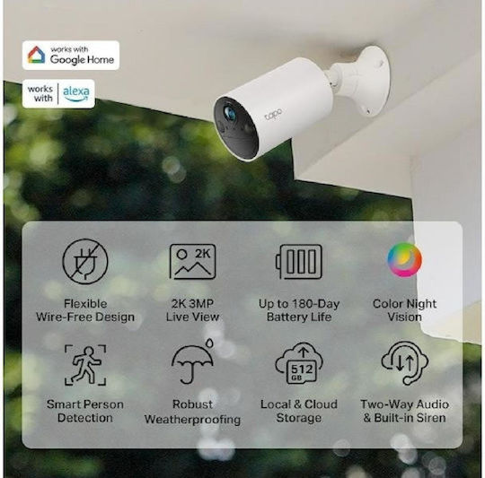 TP-LINK Tapo C410 (Camera only) v1.2 IP Камера за наблюдение Wi-Fi Full HD+ 3MP Водоустойчива с Двупосочна Комуникация