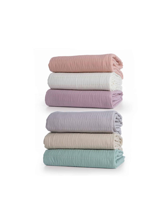 Nef-Nef Homeware Colorfull Coverlet Queen Size Microfiber Lilac 230x240cm