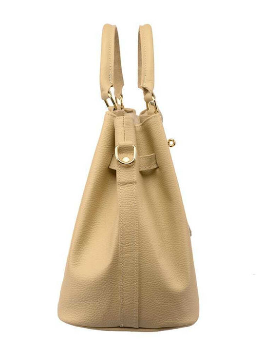 Leather Women's Handbag Shoulder Beige