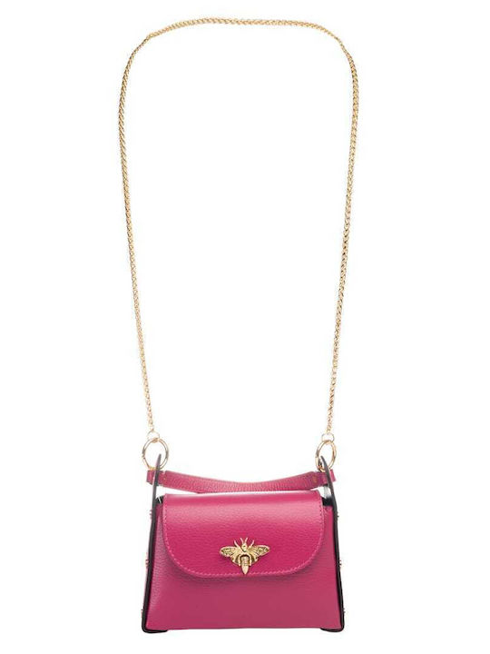 Leder Damentasche Schultertasche Fuchsie