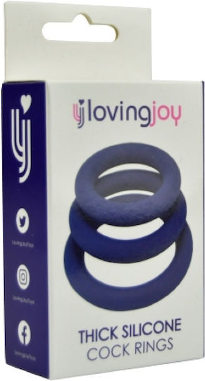 Loving Joy Σετ Δαχτυλίδια Πέους Σιλικόνης Μπλε 3τμχ