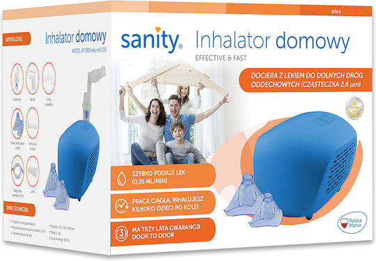 Nebulizator de acasă Sanity Ap 2819 Nebulizator cu compresor Masca pediatrică Masca pentru adulți Albastru