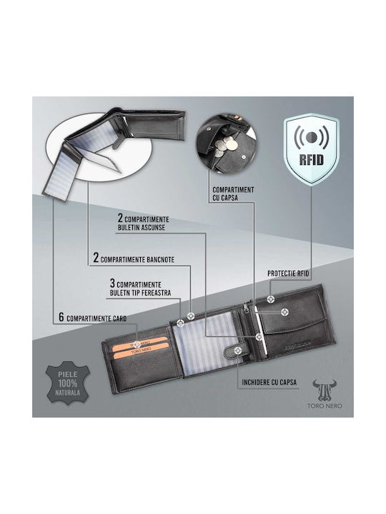 Δερμάτινο Ανδρικό Πορτοφόλι Καρτών με RFID Μαύρο
