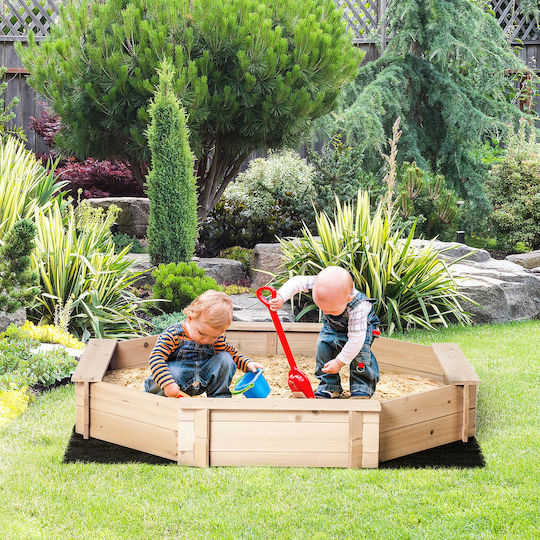 Outsunny Sandbox made of Wood 139.5x139.5x21.5cm. Beige