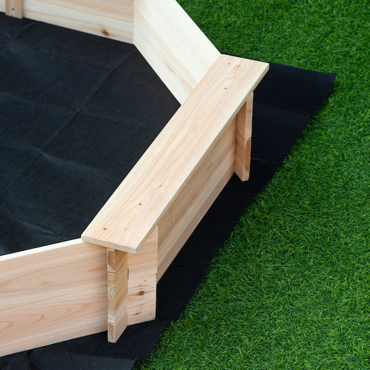 Outsunny Sandbox made of Wood 139.5x139.5x21.5cm. Beige